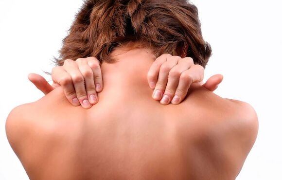 Pain in the cervical column with osteochondosis